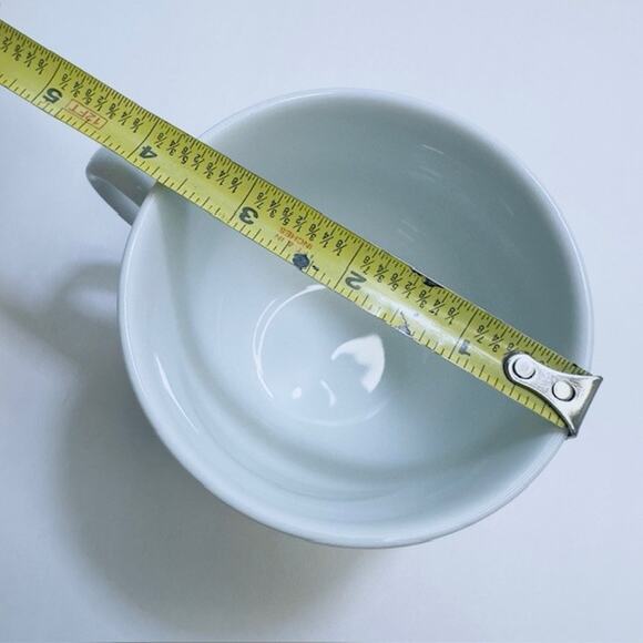 Williams-Sonoma Flat Cup Brasserie Blue Set of 4 White w/Blue Band Japan - Picture 3 of 14